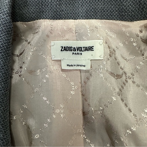 Zadig & Voltaire Women’s Volly Frange Open Front Blazer Jacket In Gris Size 38,M - Picture 11 of 13